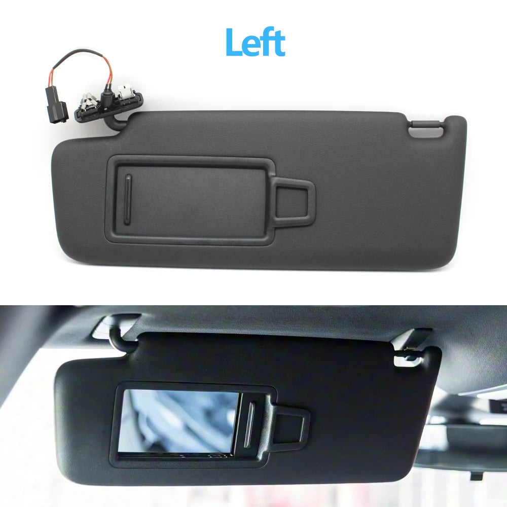 LHD Black Car Left Right Sun Shade Visor Panel Makeup Cosmetic Mirror Cover For Porsche Macan 2014-2024 95B857551 95B857552