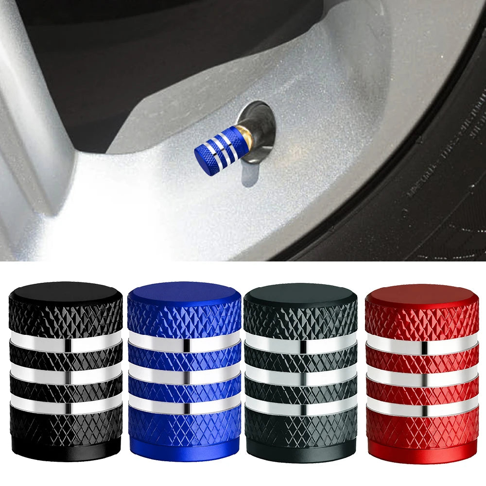 4PCS Tire Valve Stem Cap | Metal Tire Air Caps with Plastic Liner Corrosion Resistant close-up view