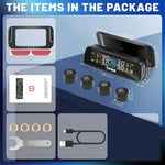 Solar Tire Pressure Monitoring System with 4 External Sensors | Real Time TPMS for additional angle