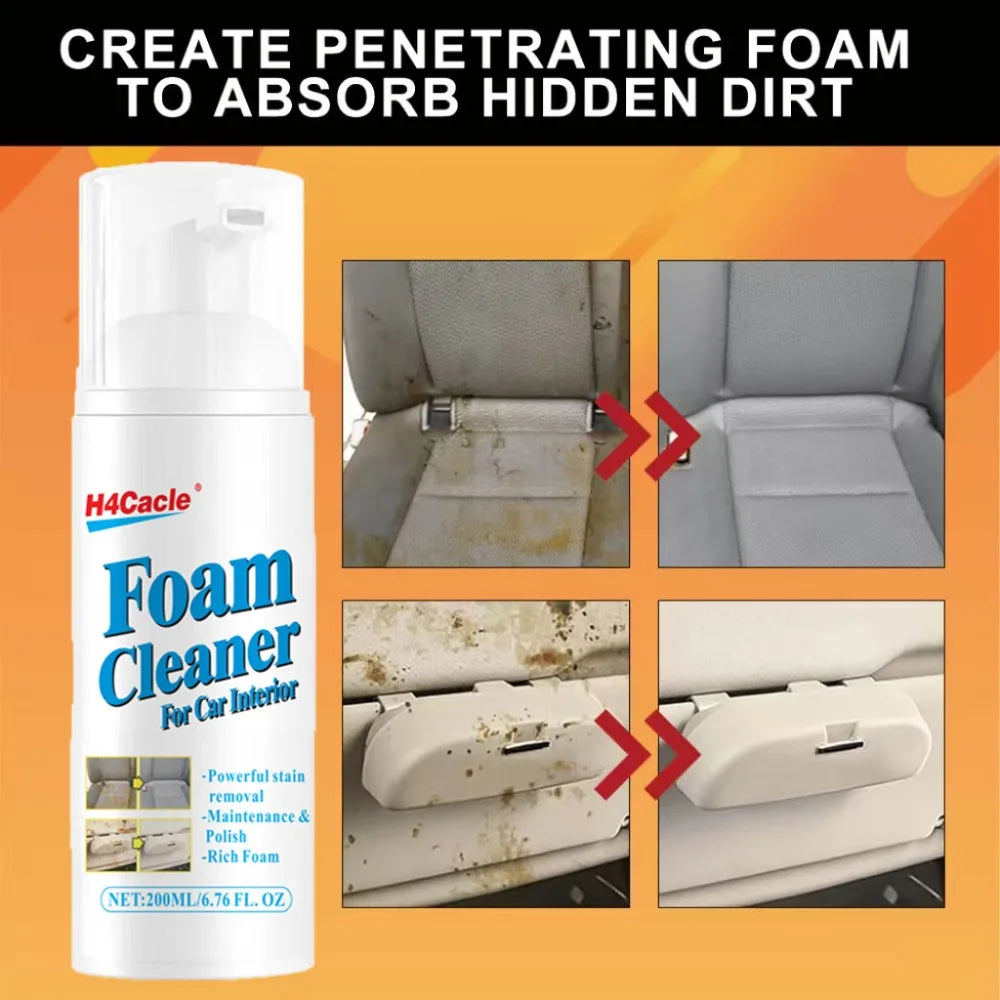 H4Cacle1pc 100ml/200ml  Foam Cleaner - Heavy-Duty Degreaser for Car Interiors, Home Kitchen, Upholstery & Household Surfaces