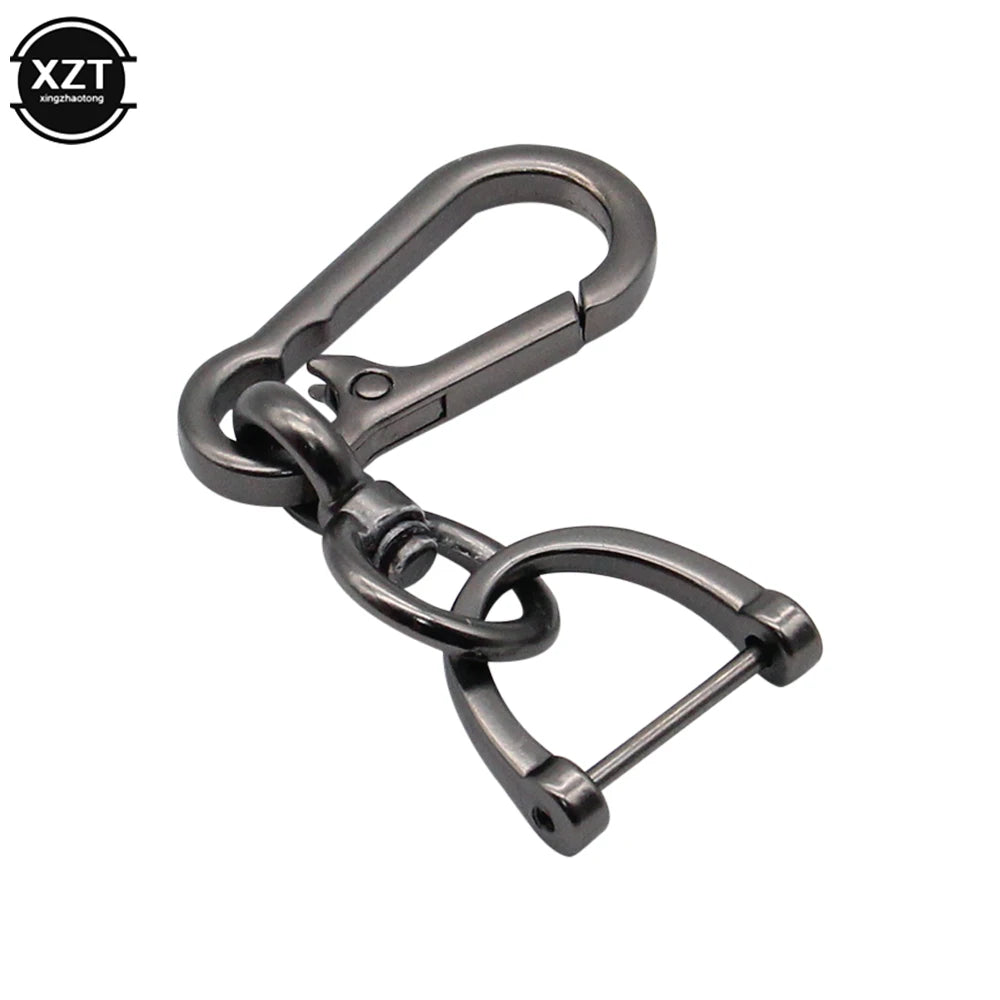 Car Keychain 360 Degree Rotating Horseshoe Buckle Leather Rope Key Chain alternate view