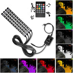 4PCS USB Interior Lights Multicolor Music Car Strip Light Under Dash Lighting Kit with Sound Active & Wireless Remote Control