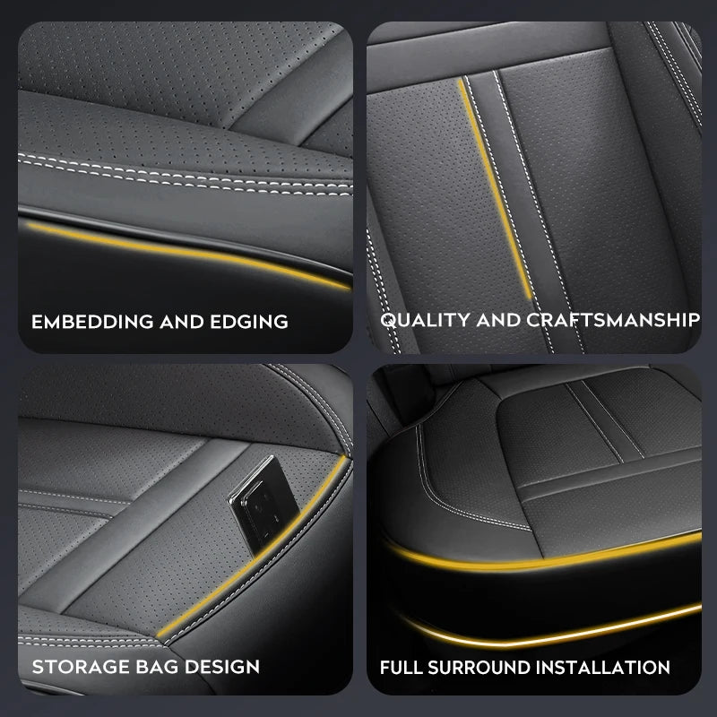 1PCS Nappa Leather Car Seat Cover Full Wrap Driver Car Seat Protector Mat Anti-Slip Bott detail view