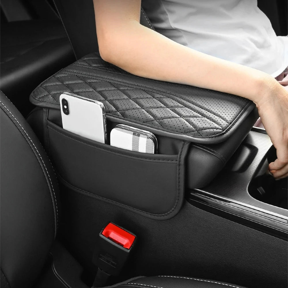 Leather Car Armrest Storage Bag Center Console Organizer