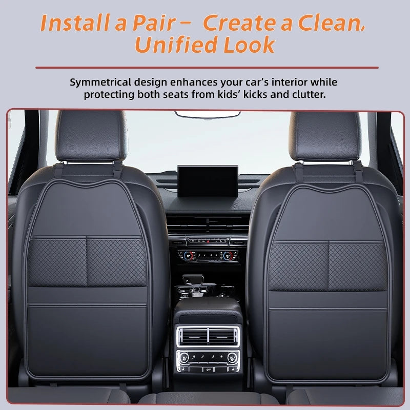 Backseat Car Organizer for Kids- Dual Pockets or Clear Tablet Window, Waterproof & Scrat detail view