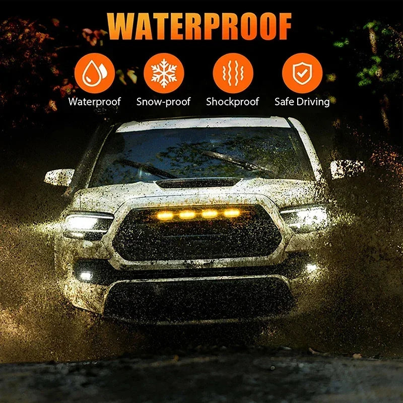 Universal LED Car Front Grille Lights | Eagle Eye Lamp with Harness for Pickup, Off-Ro close-up view