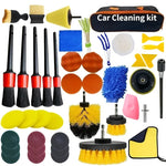 New Car Cleaning Kit Scrubber Drill Detailing Brush Set Air Conditioner Vents Towel Po close-up view