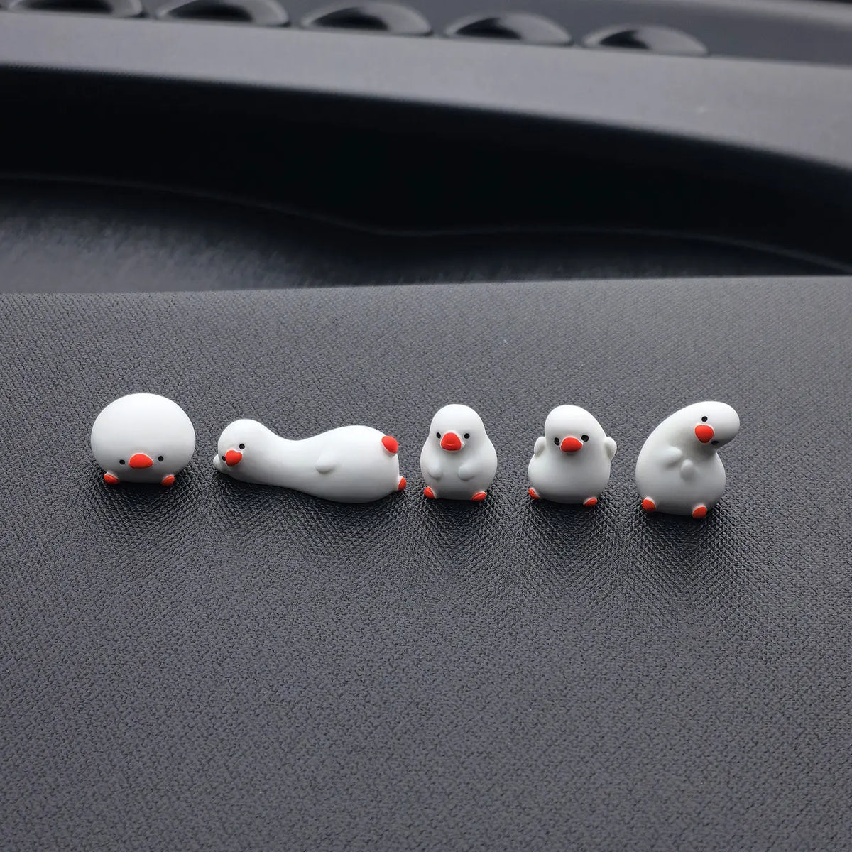 5 PCS Set of Flat Duck Car Ornaments, Complete Set of Cute Duck Decorations, Center Sc close-up view