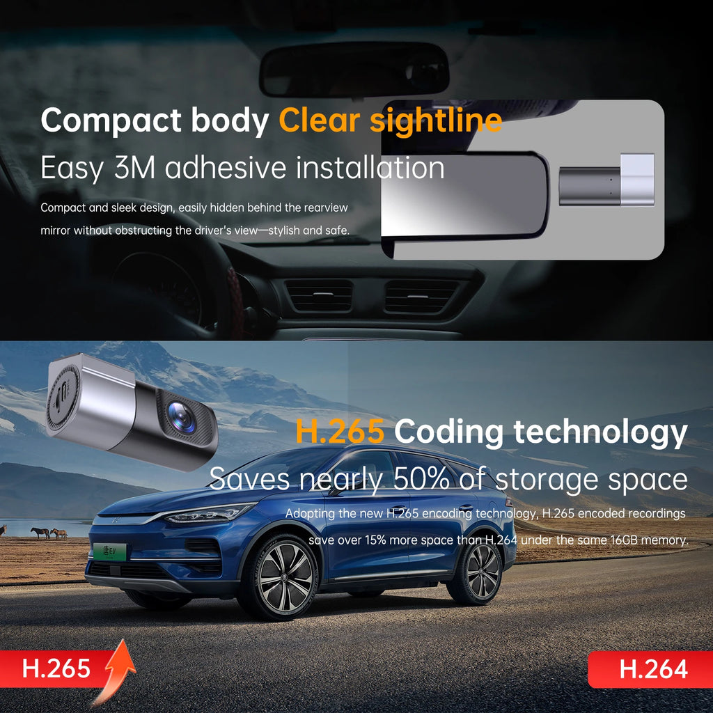 New 1080P Dash Camera Vehicle Recorder WiFi DashCam Smart Car Video Recorder APP Control Night Vision 360° Rotation For All Cars