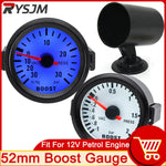 AD Universal 52mm Bar Blue Led Light Pressure Turbo Boost Gauge Meter With Sensor, Holder 12V Boost