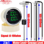 Digital Dual Gauge with Alarm 0-190ohm 52mm | Water Level and Sewage Level Meter for Marine and Vehi