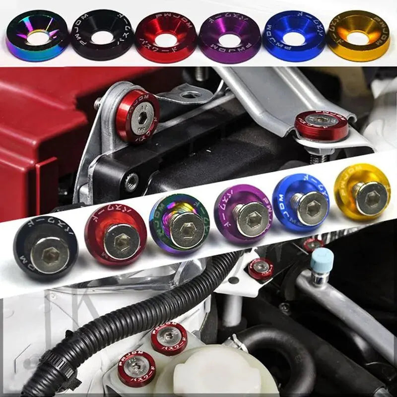 10 PCS M6 Car Modified Fasteners Fender Washer Bumper Engine Concave Screws Fender Was close-up view