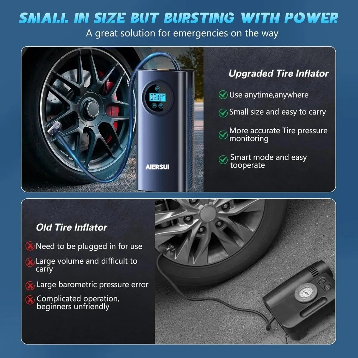 120W Portable Air Compressor Car Tyre Inflator Wireless Car Tire Inflatable Pump for Motorcycle Car Bike Electric Tire Pump