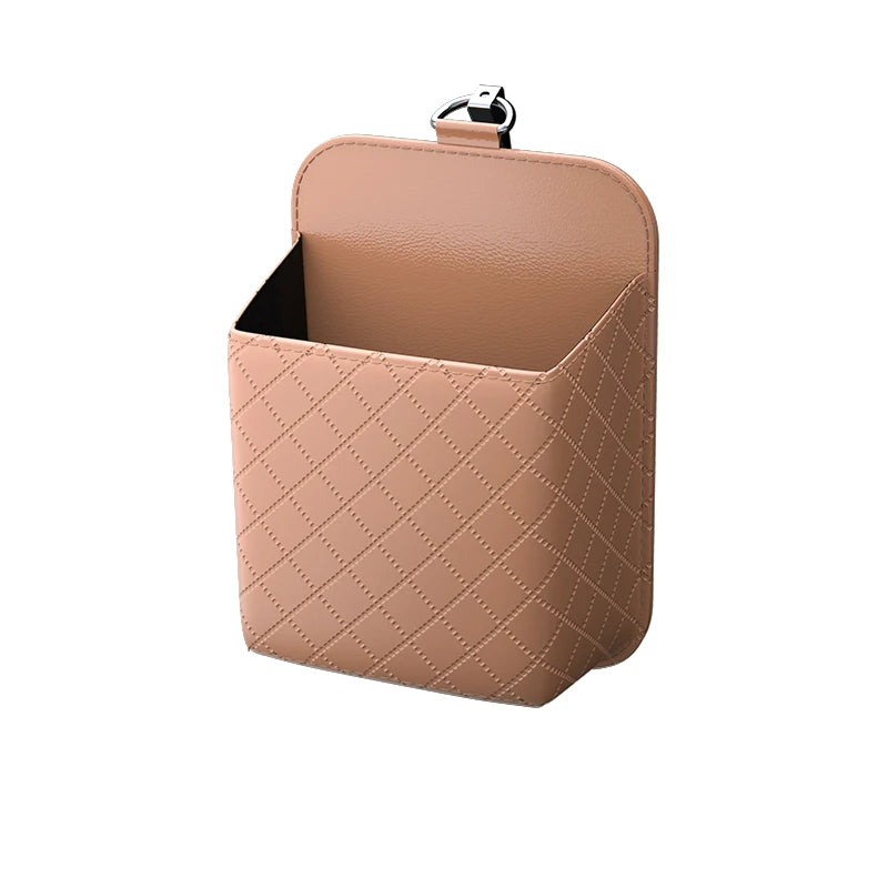 PU Leather Car Air Vent Organizer - Hanging Storage Box for Phone, Coins, Sunglasses alternate view