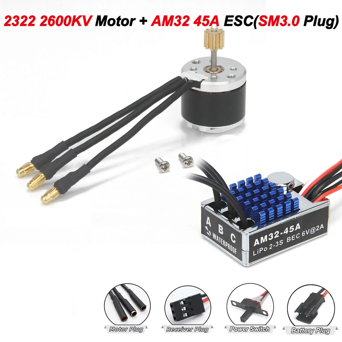 2322 2600KV 2830 2400KV Brushless Motor AM32 45A for 1/12 RC Crawler Car Off Road Car MN82 MN168 MN78 MN86 MN128 Power Kit