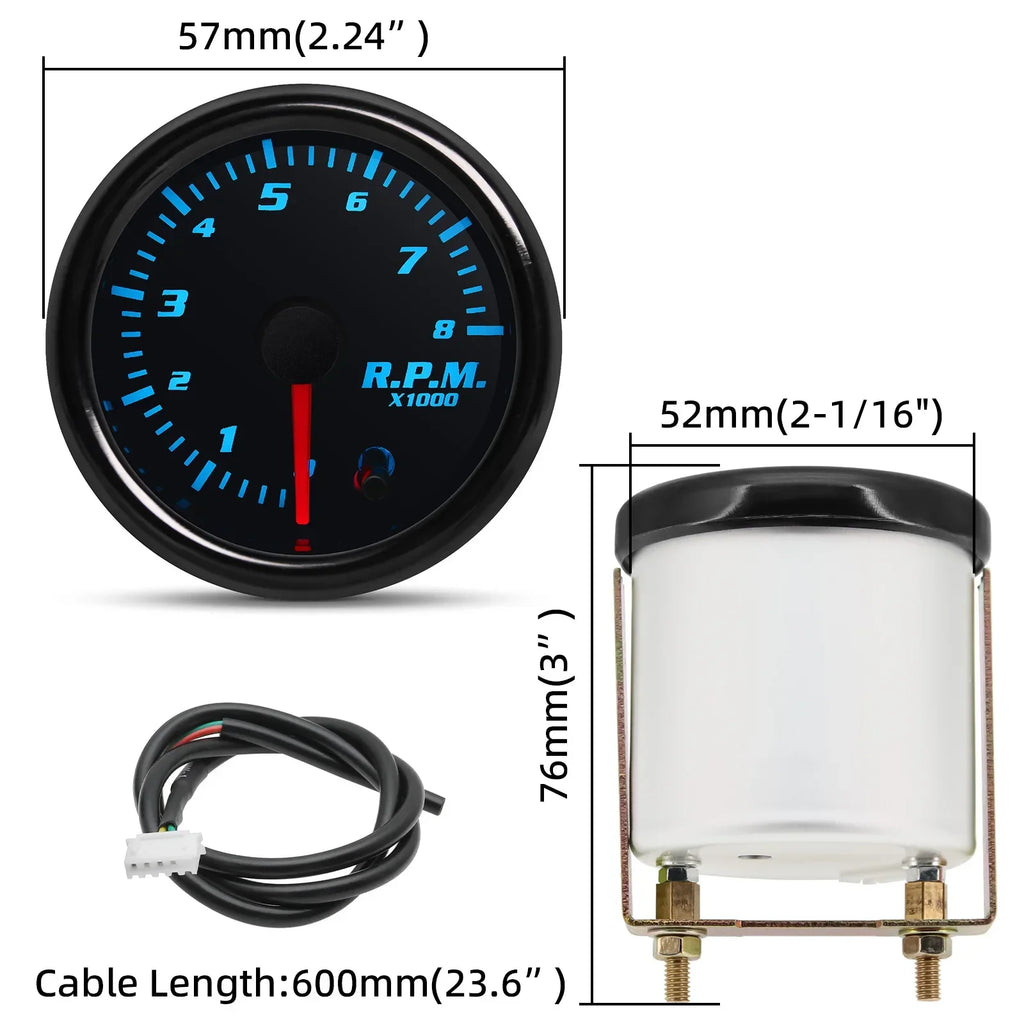 12V 52mm 7 Colors Backlight Digital Car Gauge Boost Psi Water Temp Oil Temp Oil Pressure Voltmeter Fuel Press Tachometer Meter