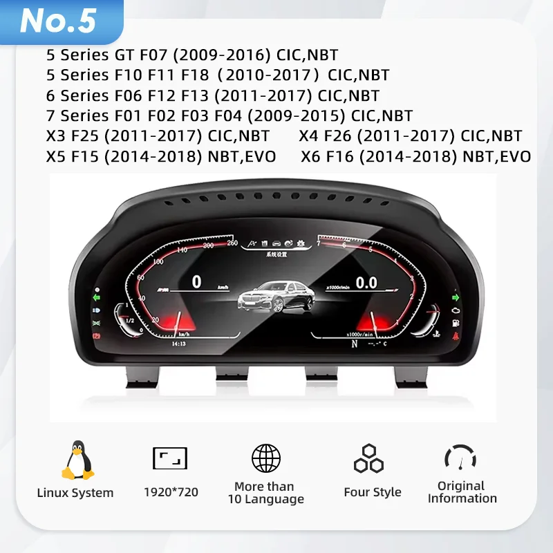 LCD Dashboard for BMW E90 E70 E71 E60 E81 E87 F10 F20 F30 F32 F06 E84 F48 E83 F25 F26 lifestyle view