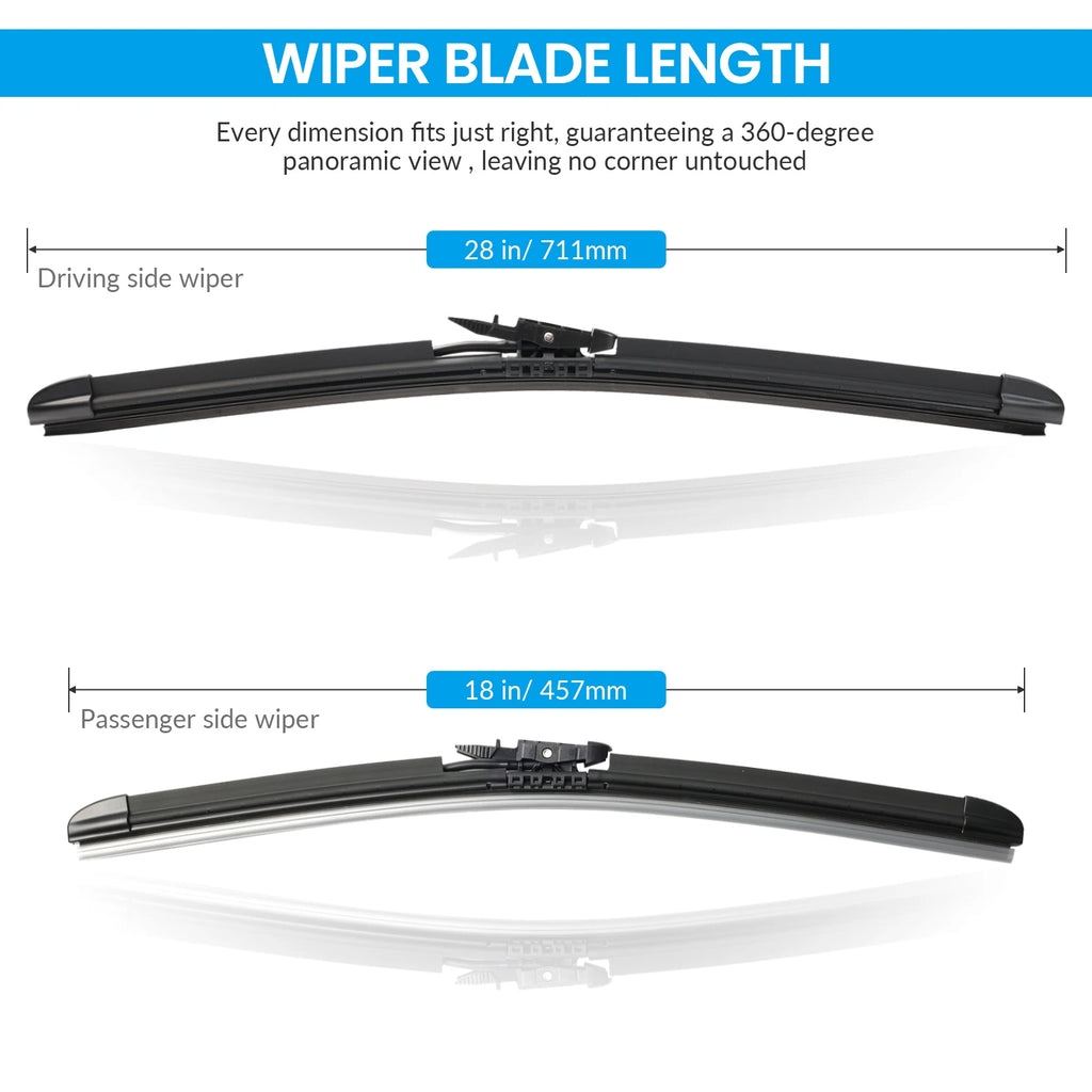 Pair Front Windshield Wiper Blades With Washer Jet Nozzles Set For Tesla Model X 20152016 2017 2018 2019 2020 2021 2022 28"+18"