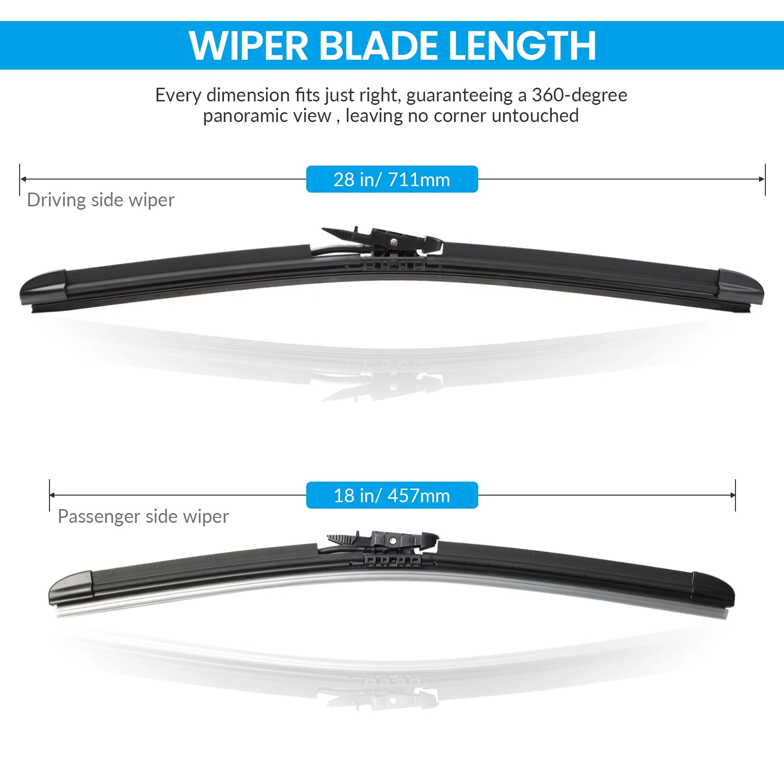 Pair Front Windshield Wiper Blades With Washer Jet Nozzles Set For Tesla Model X 20 additional angle