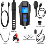 Bike Light Set,Bicycle Headlight with Horn and Speedometer Odometer,USB Rechargeabl additional angle