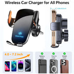 UYUXIO Manual Clamp Wireless Car Charger | 15W Fast Charging Air Vent Mount for iPh additional angle