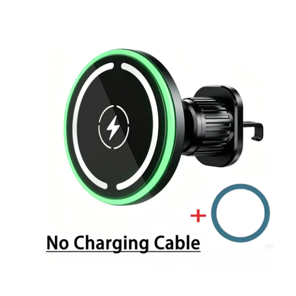 LED Magsafe Car Wireless ChargerSecure Magnetic Mount & Fast Charging Station for Phone 12 to 17 Pro Max
