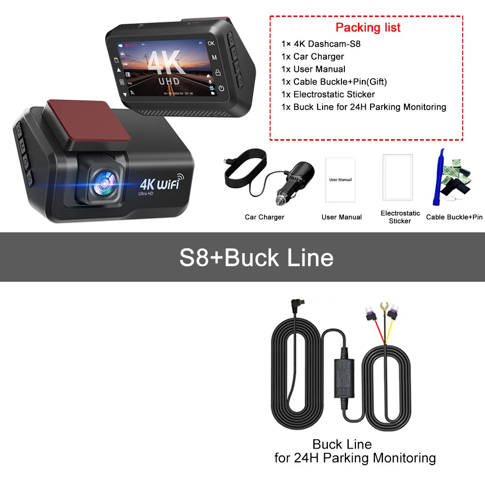4K UHD Dash Cam with WiFi | Front & Rear Dual Lens, Night Vision, 24H Parking Monitor close-up view