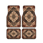 Red Bohemian Paisley Print Car Floor Mats 4Pcs Universal Anti-Slip Auto Carpet Interio close-up view