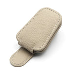 Leather Sunglasses Holder for Car Sunshade close-up view