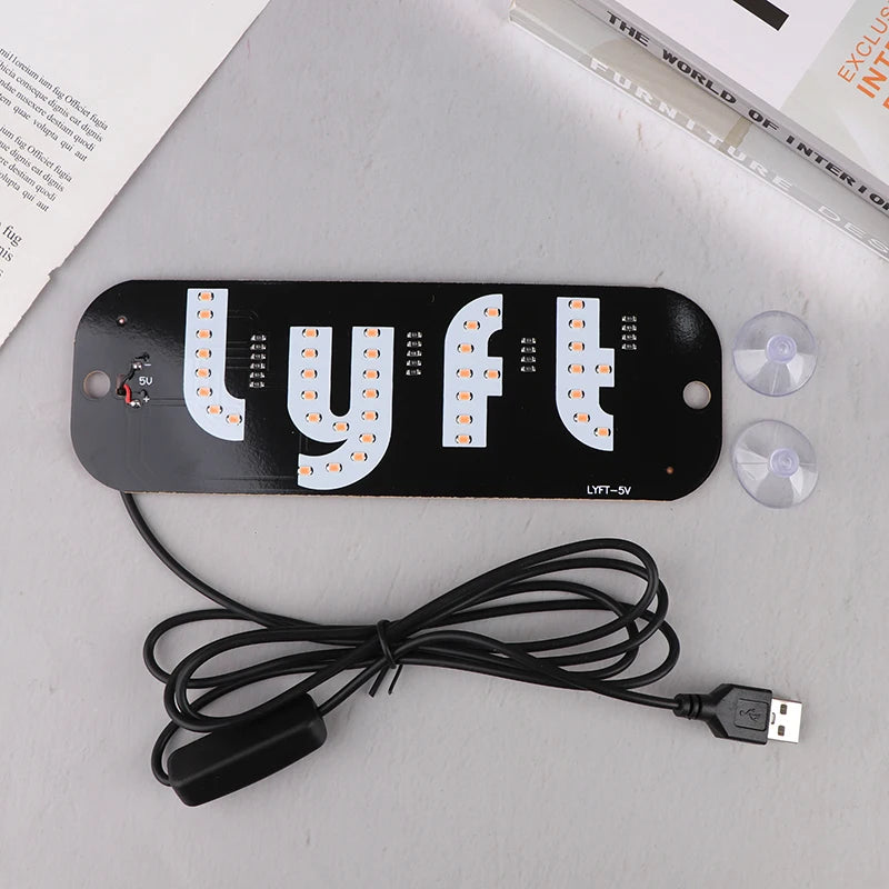 1Set LED Signal Light Taxi Signal Lamp For Lyft Logo Light USB LED Cab Panel Indicator Lights Signal Lamp Auto Decoration Lamp