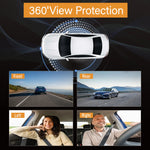 BCUOZ 4-Lens 360° Dashcam, 1080P Front + 720P Built-in Rear Left and Right Car Cameras, Super Night Vision, Loop Recording, G-Sensor, WDR, 12-24V Car Plug Power Supply, Optional 64GB Memory Card.