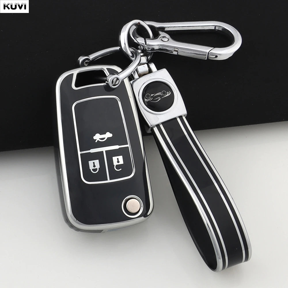 TPU Car Flip Key Case Cover Shell For Chevrolet Cruze Aveo Trax Sail Malibu Captiva Op close-up view