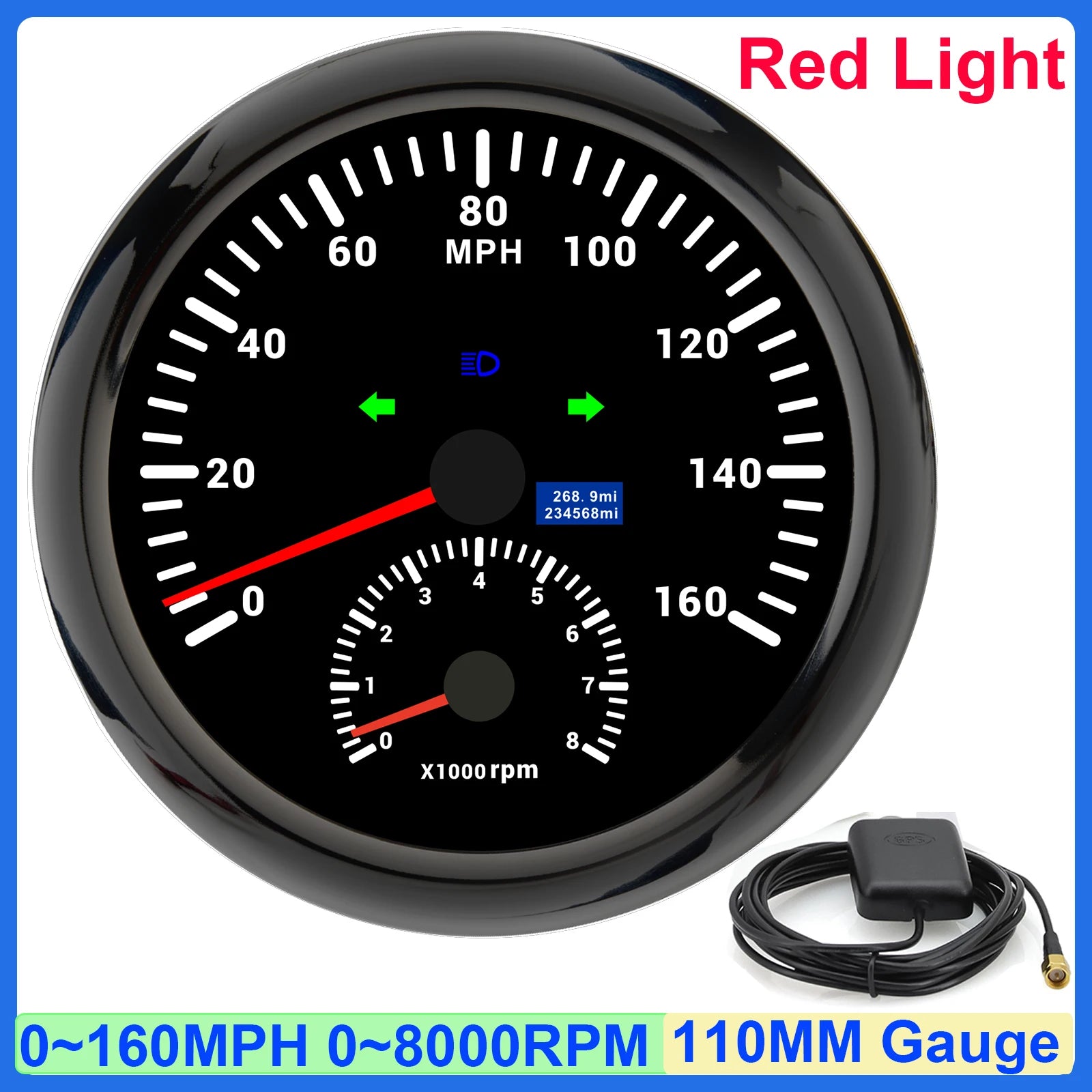 GPS Speedometer and Tachometer Combo | 2 in 1 110mm Gauge with GPS Antenna lifestyle view