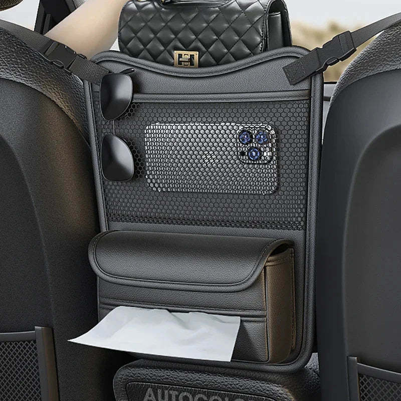 Leather Car Seat Organizer Between Seats Handbag Holder