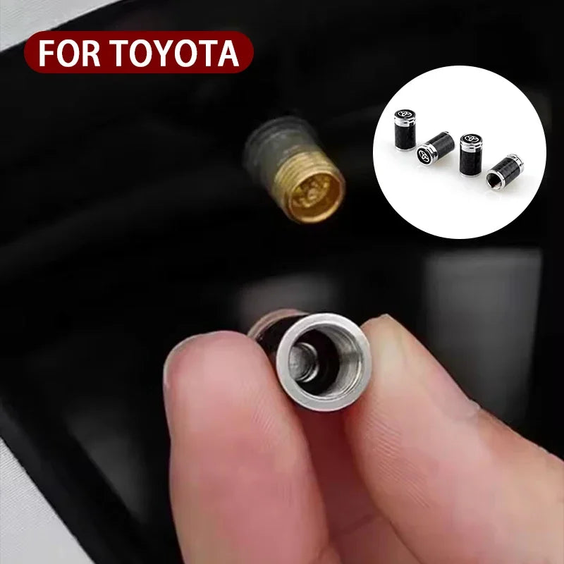 Toyota Valve Stem Caps | Set of 4 Aluminum Dust Covers lifestyle view