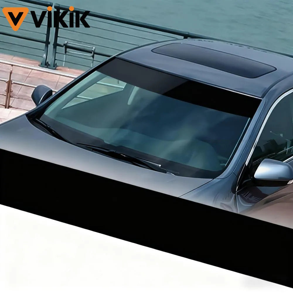 Black Glossy Matte Mesh Car Sun Visor Strip Waterproof Front Windshield Sunshade Ba additional angle