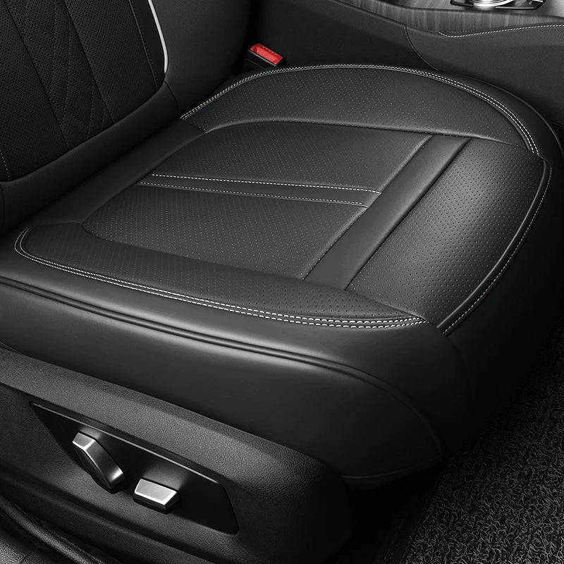 1PCS Nappa Leather Car Seat Cover Full Wrap Driver Car Seat Protector Mat Anti-Slip Bott detail view