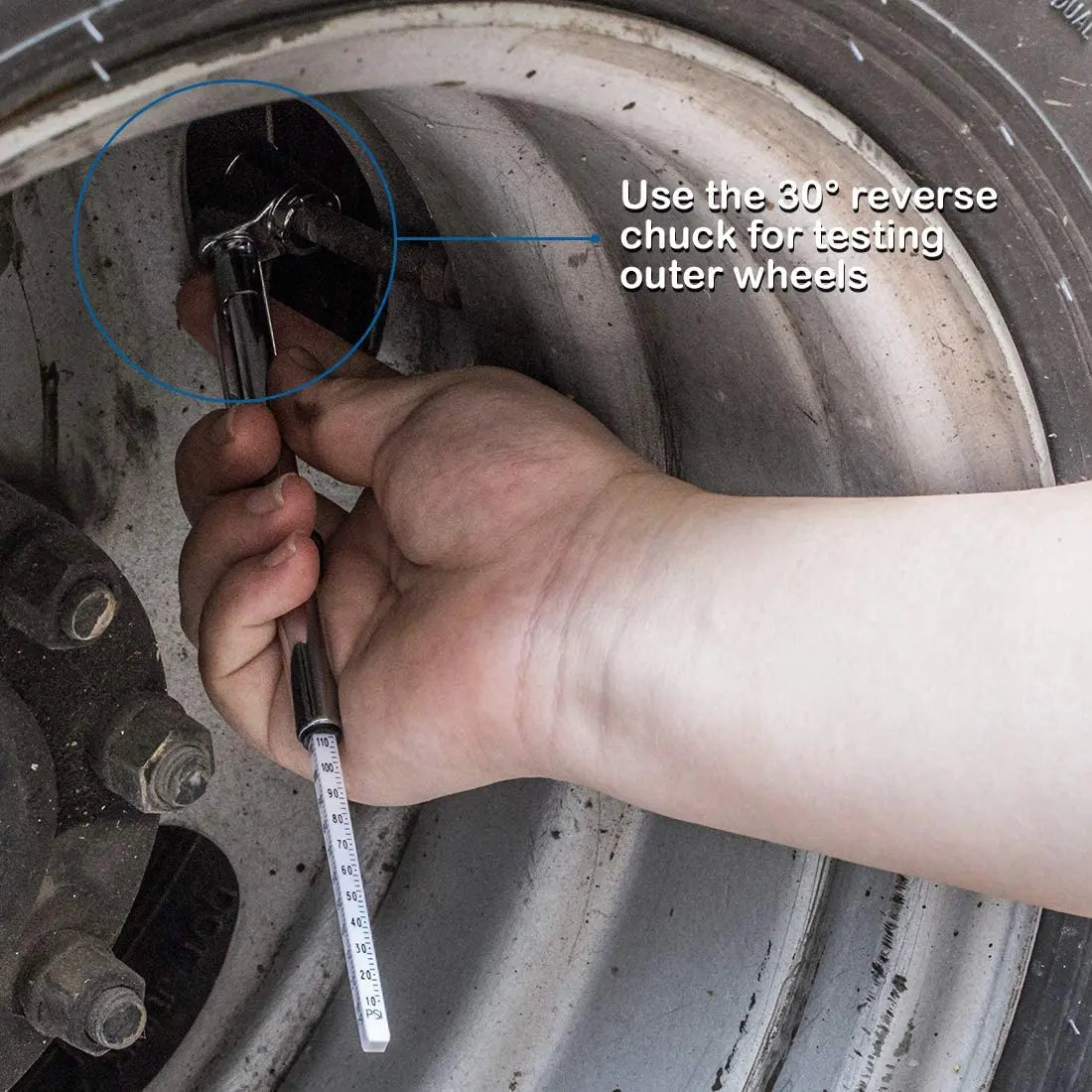 Pencil Tire Pressure Gauge, 10-120 PSI Dual Head Trucks Air Gage | Accurate Mechanical close-up view