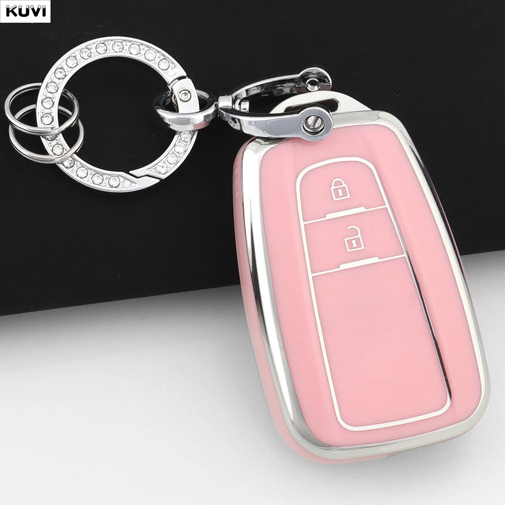 TPU Car Remote Key Case Cover Shell Fob Keychain For Toyota Prius Camry Corolla CHR C lifestyle view