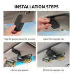 Artificial Leather Sun Visor Sunglasses Holder Clip close-up view