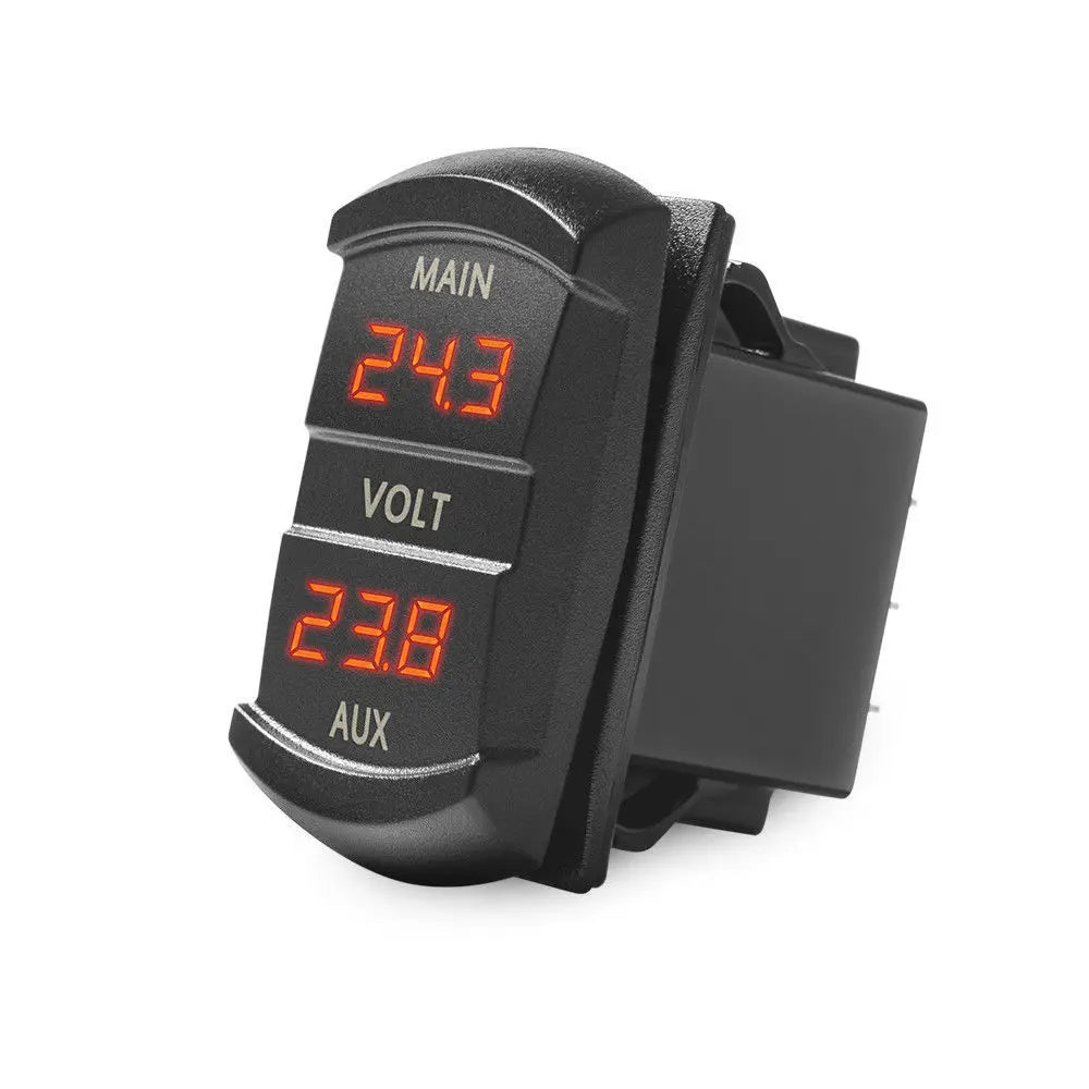 Red LED Dual Voltmeter Voltage Gauge 12V 24V Battery Monitor Panel for Car Marine RV