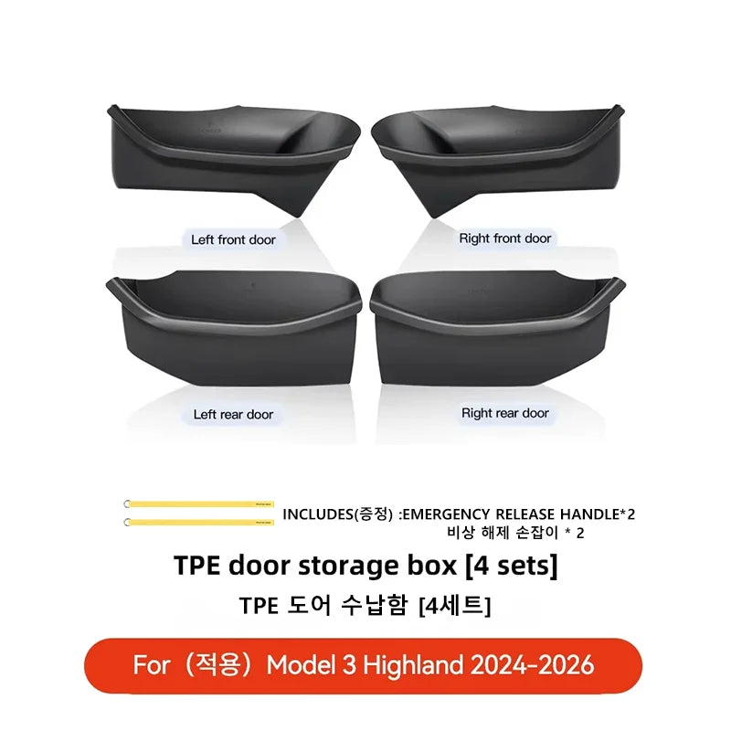 YZ For Tesla Model Y Juniper Model 3 Highland Door Side Storage Box Full-Cover Front and detail view