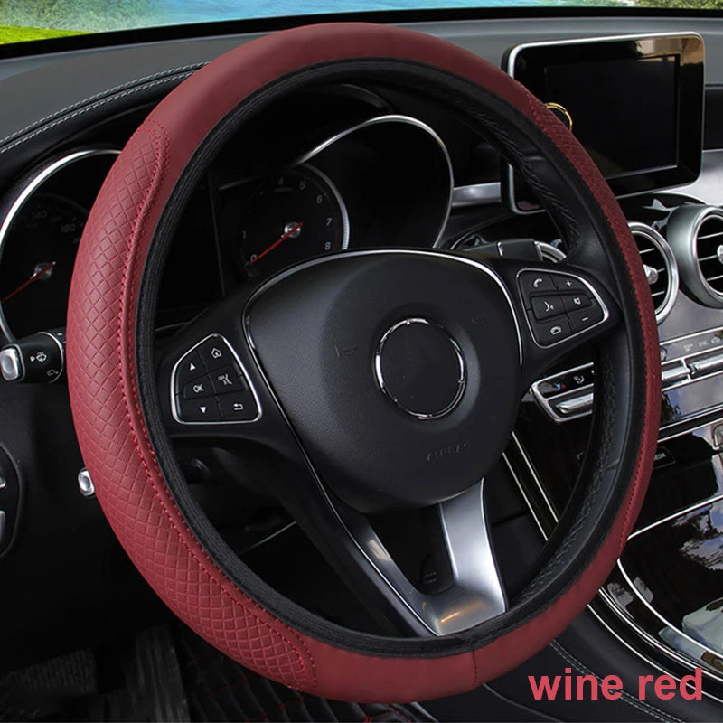 Universal Car Steering Wheel Cover Microfiber Leather Protection Cover Anti Slip Breat close-up view