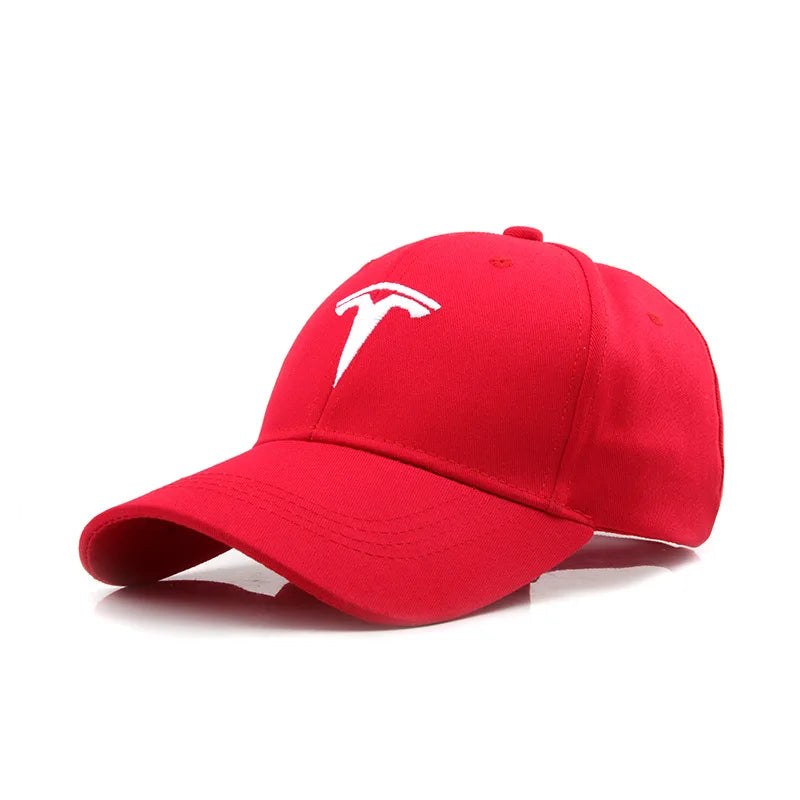 Tesla Emblem Baseball Cap | Outdoor Sports Hat for Tesla Enthusiasts close-up view