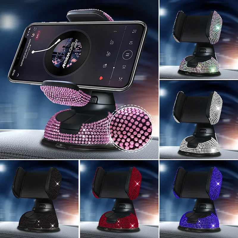 2024 Diamond Cell Phone Holder for Car Phone Mount Pink Flexible Table Stand Mount Bling Car Accesso