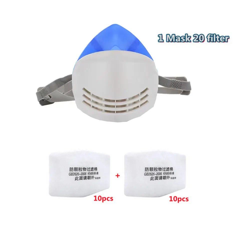 Reusable Washable Dust-proof Gas Mask Respirator Half Face Anti Haze Fog Safety Constr close-up view