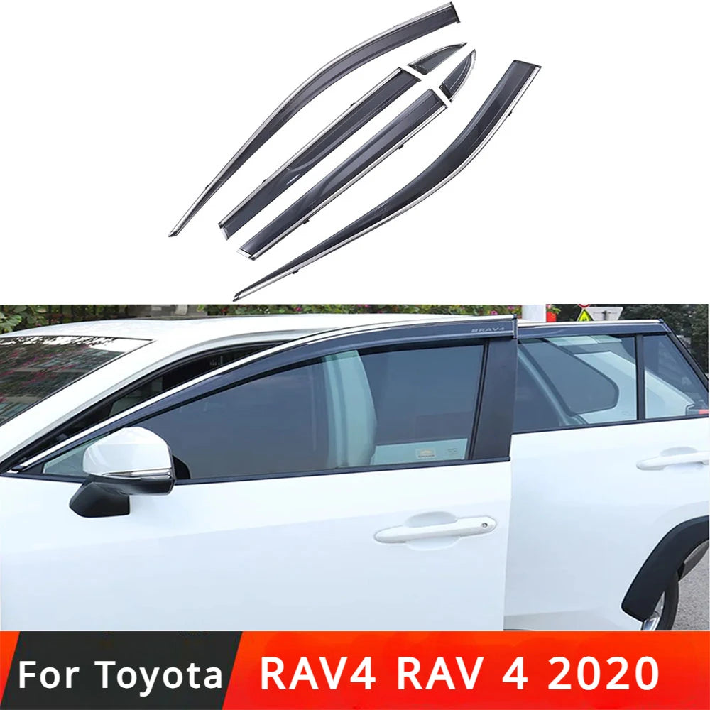 Chrome Window Trim for Toyota RAV4 2020 | Rain Guard and Wind Deflector Set