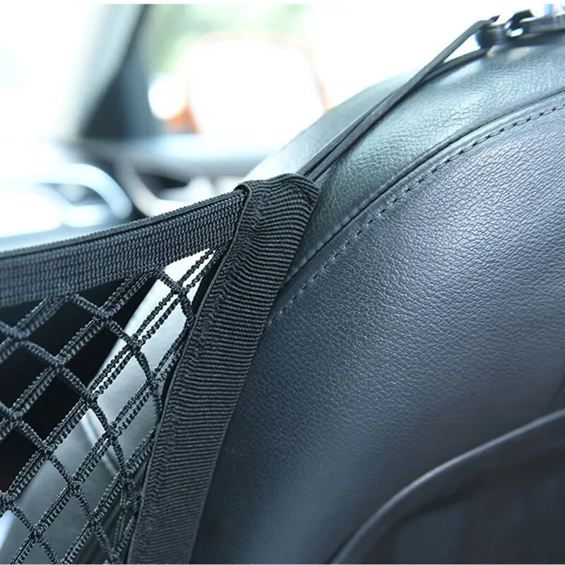 Car Storage Net Bag Between Seats Car Divider Child Safety Net Pet Barrier Elastic Exp close-up view