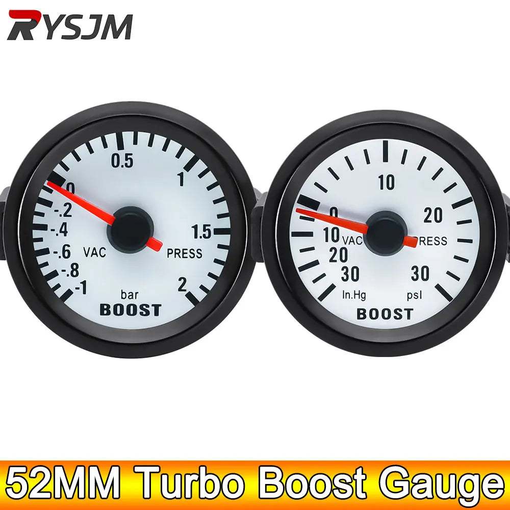 52mm Car Turbo Boost Gauge -30~30 PSI -1~2 Bar Blue Backlight | Automotive Vacuum Pressure Meter
