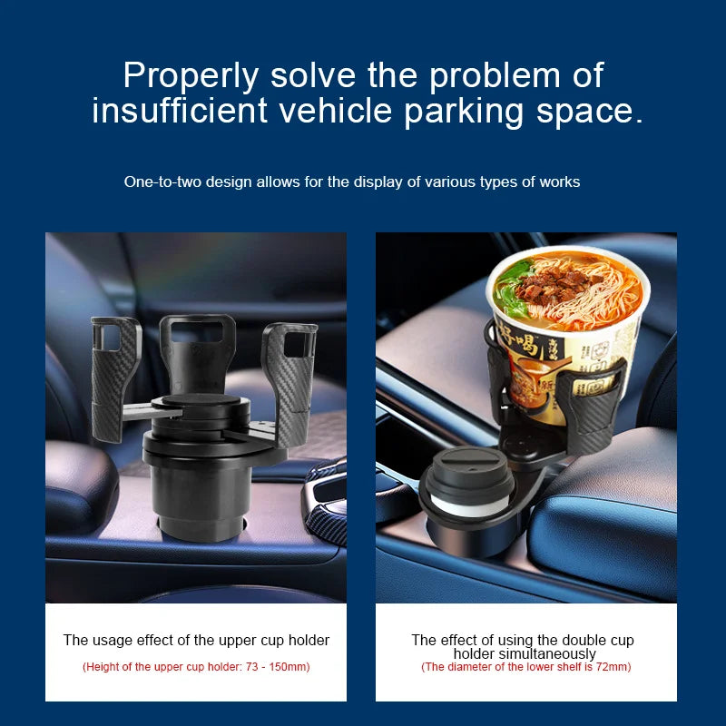 2 In 1 Vehicle Mounted Slipproof Cup Holder 360 Degree Rotating